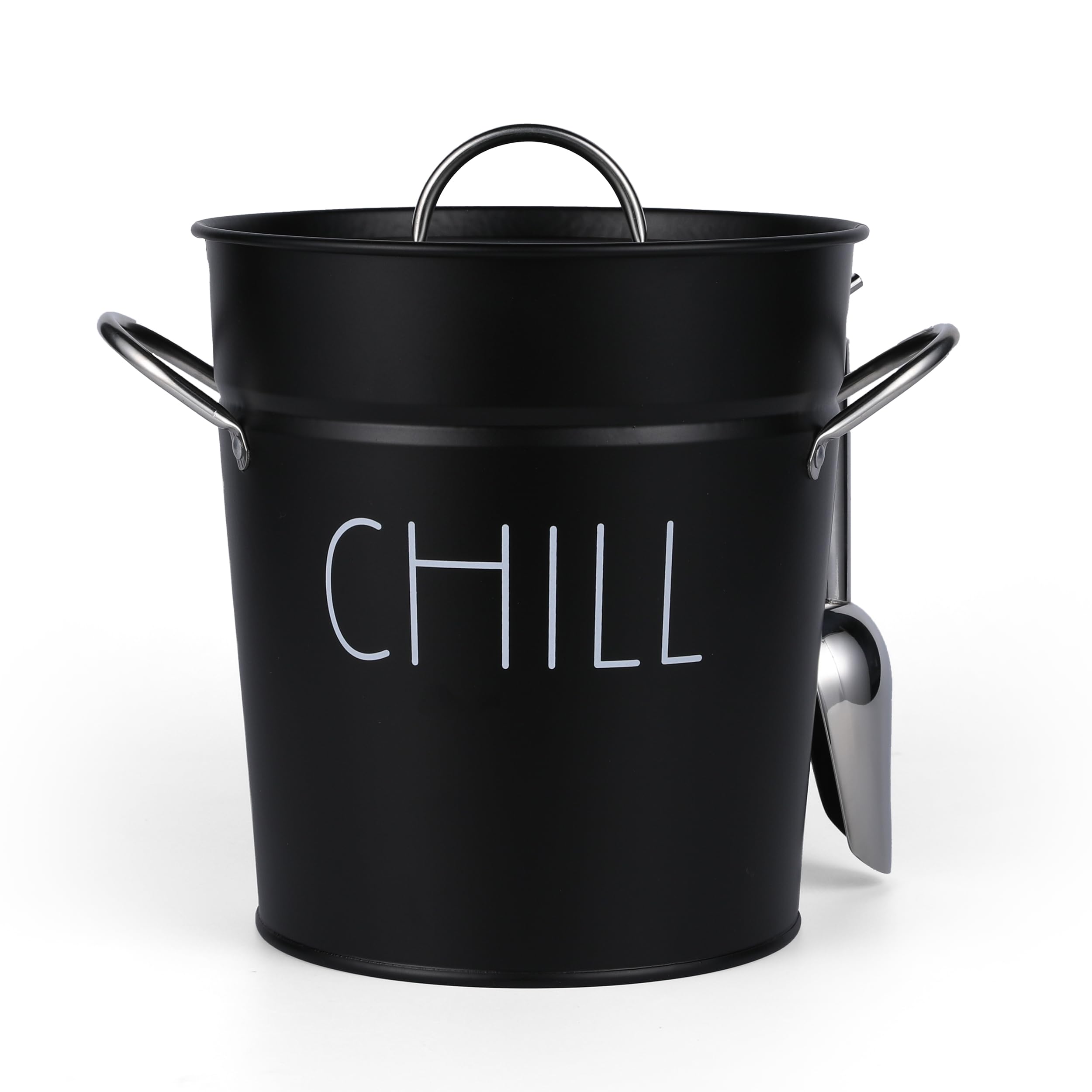 Ice Bucket with Scoop - Black Ice Bucket with Scoop, Lid, Handles, and Removable Liner - Holds 3L of Ice for Outdoor and Indoor Parties, Barbecues, and Gatherings To Keep Them "Chill"