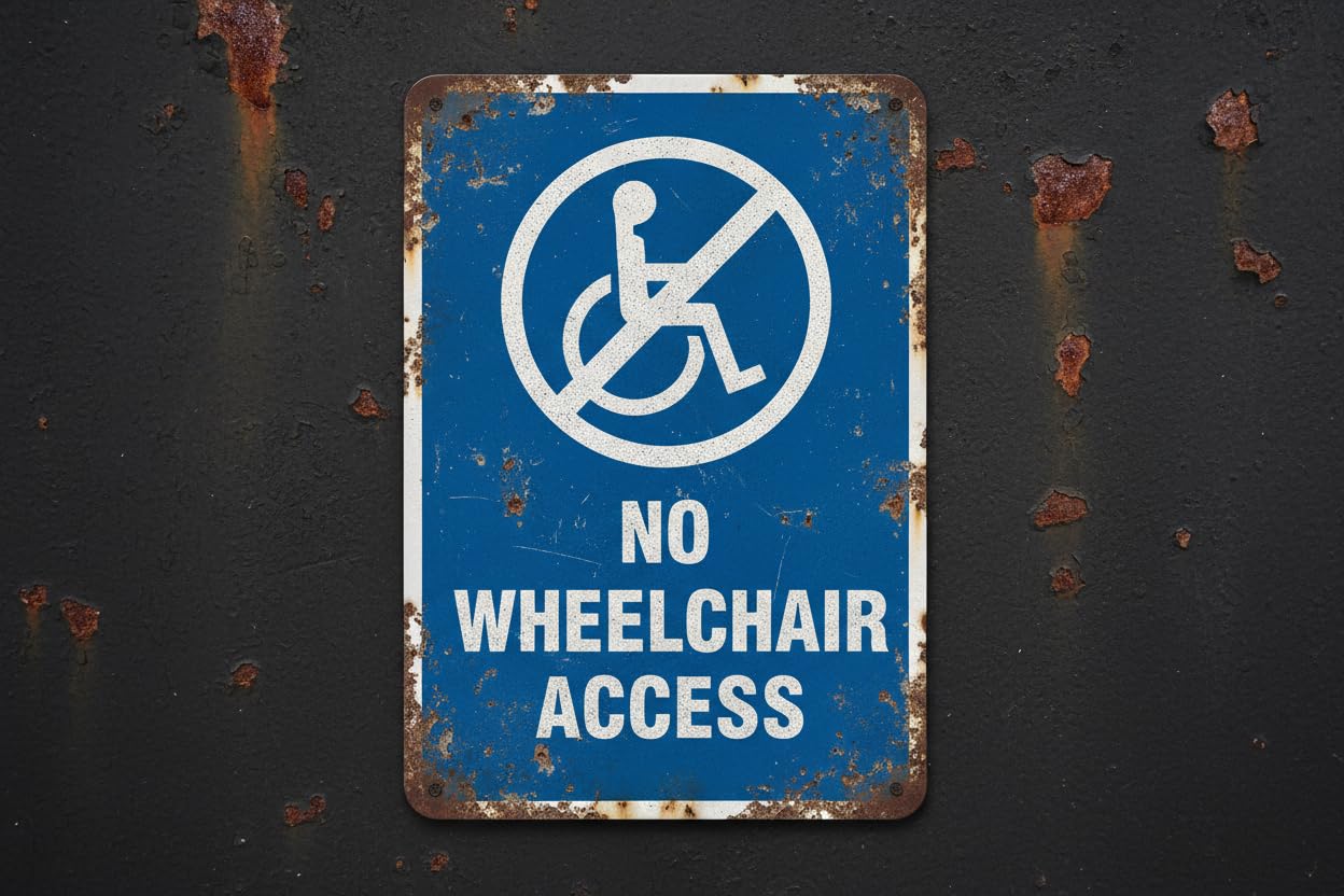 Wall Decor No Wheelchair Access Handicap Warning Notice Direction Aluminum Sign 8x12Inch Vintage Signs Plates Printed