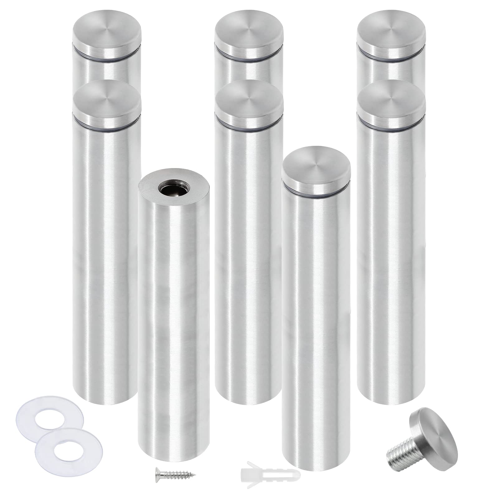 Luomorgo 8 Pcs 1/2" x 4" Stainless Steel Standoff Screws, Wall Sign Standoff Mounting Hardware Advertising Glass Standoff Nail for Hanging Acrylic Picture Frame, Silver-image-44