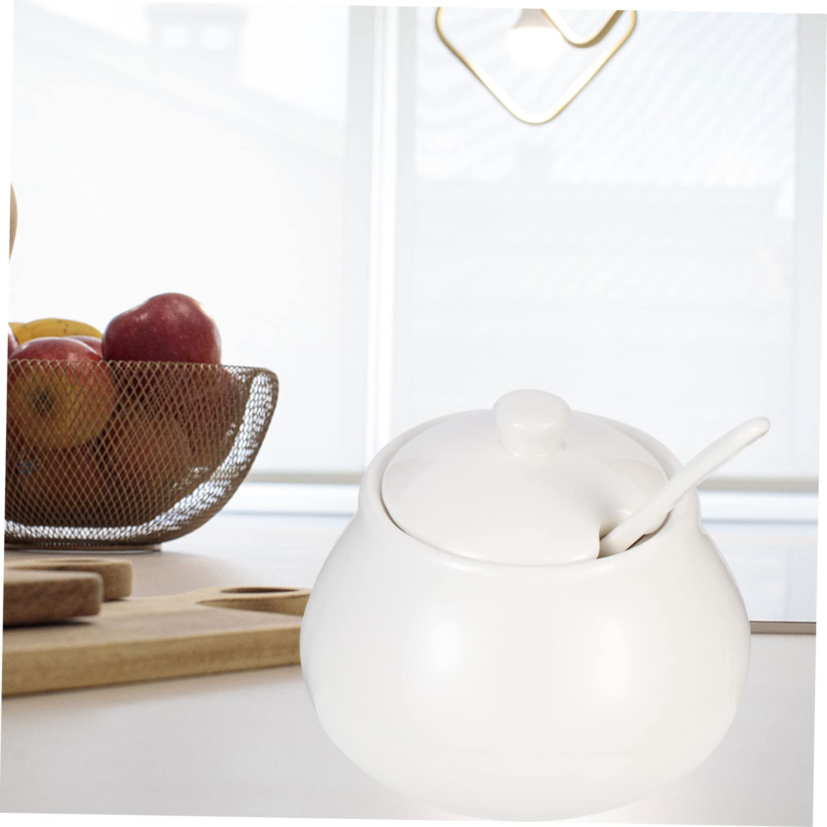 Ciieeo Ceramic Sugar Holder and Salt Dispenser Elegant Storage Container for Coffee Bar and Kitchen Capacity Design Safe Material for Sugar and Seasonings Includes Spoon