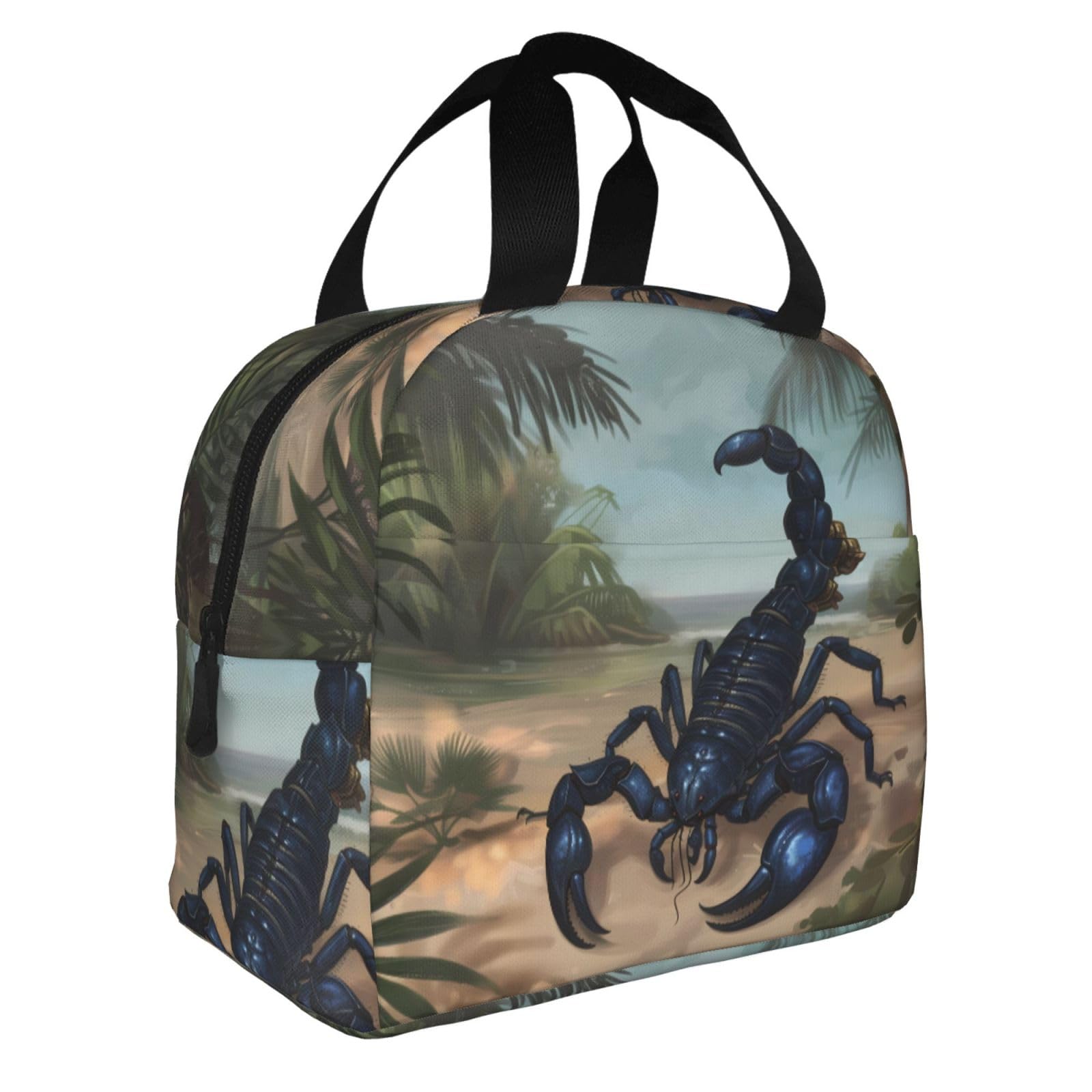 Lunch Bag - Durable, Insulated, Portable, Easy to Fold, Suitable for Work, and Outdoor Activities Blue Scorpion Prints