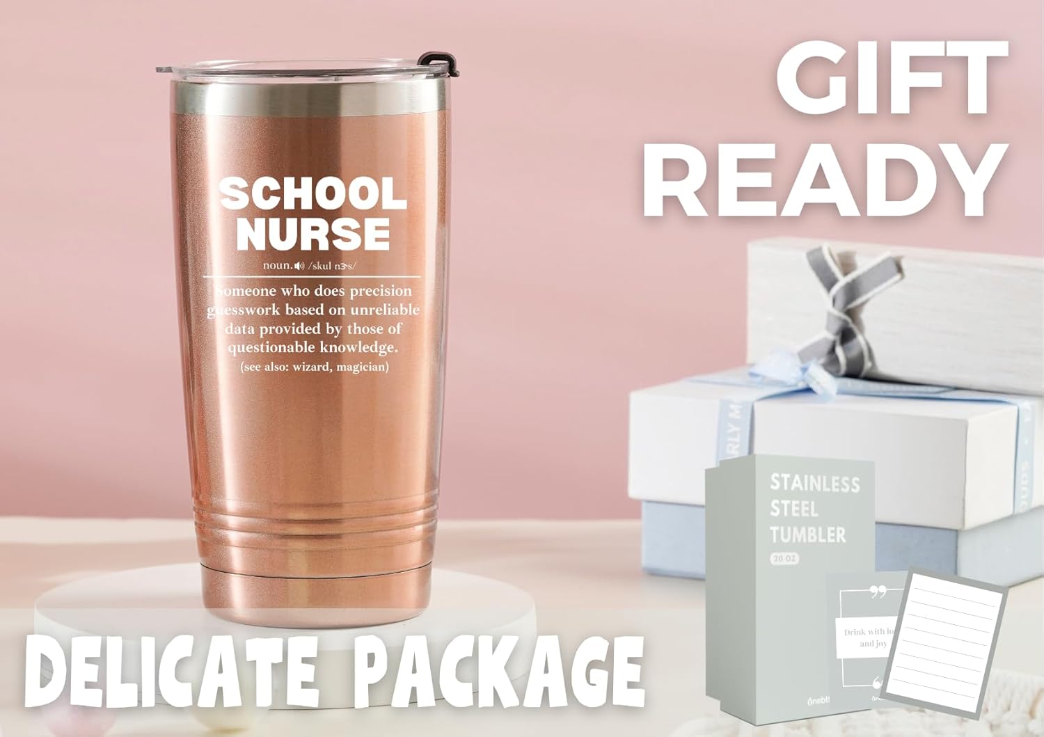 Onebttl School Nurse Gifts for Women, Stainless Steel Tumbler 20 OZ With Lid and Straw, Appreciation Gift for Christmas - Noun - Image 7