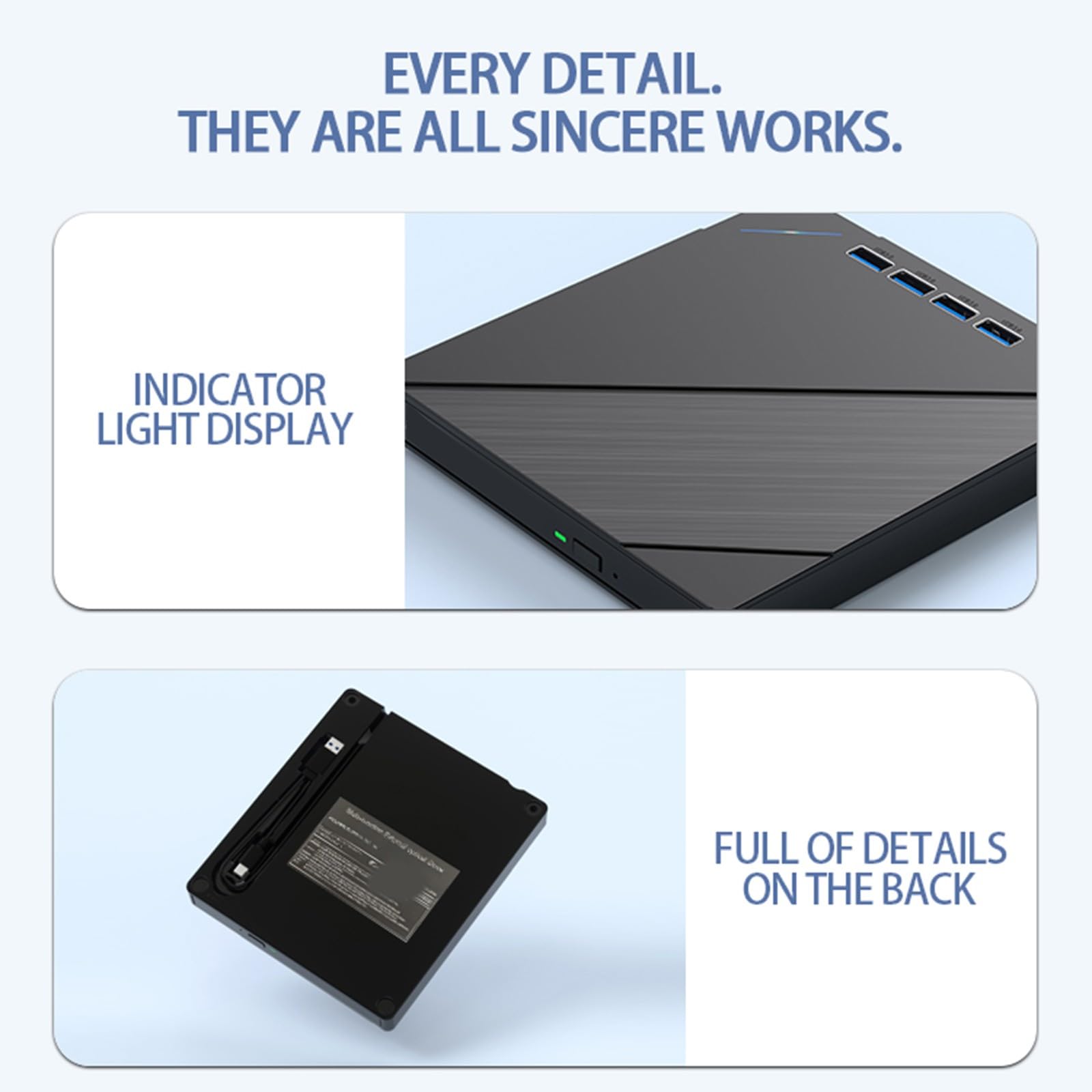 Plug Play Graveur DVD externe portable USB 3.0 compatible CD, DVD, Blu-Ray, graveur DVD portable pour ordinateur portable
