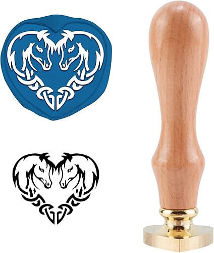 CRASPIRE Sello de cera de caballo, nudo celta, vintage, sellos de cera de sellado con forma de corazón, cabeza de sello de latón extraíble con mango