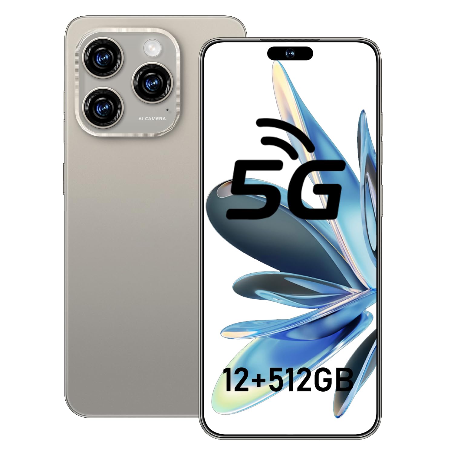 16 ProMa x Smartphone Unlocked Cell Phone, 6.99“ HD Screen5G Phone, 12+512GB phone unlocked, Android 13.0, 68+108MP Zoom Camera, Fingerprint Button Unlock-and take photos,Dual SIM, Face ID (Grey)