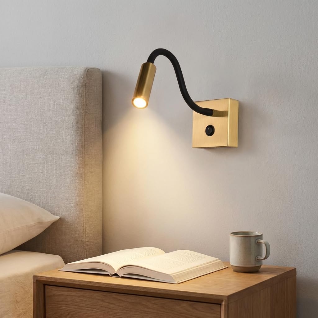 B·LED BARCELONA LED Applique murale LED 3W avec bras flexible | 2800K lumière chaude | Orientable | Interrupteur intégré | Aluminium | Chambre, hôtels & lecture