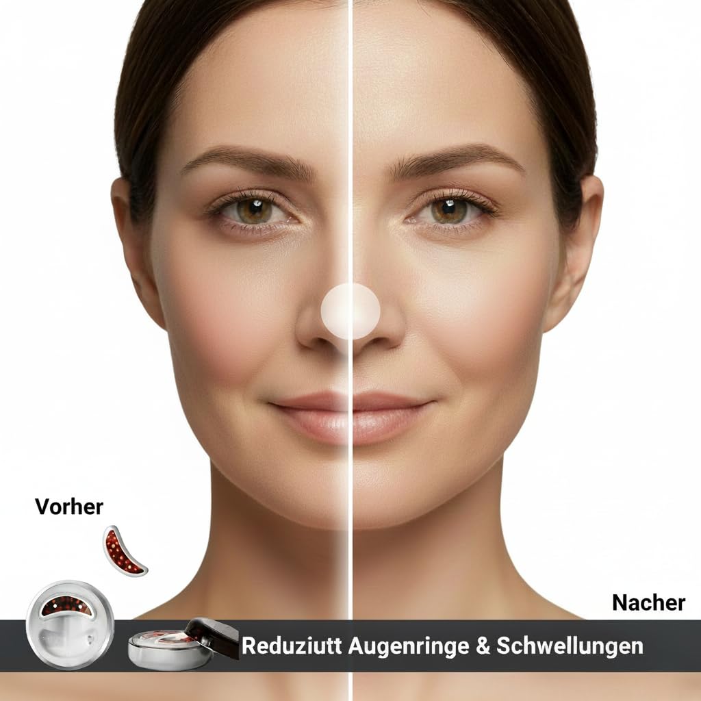 EMS-Augenmassagegerät mit Rotlicht – Elektrischer Unter-Augen-Massager zur sanften Augenpflege, wiederaufladbares Gerät gegen Augenringe & Schwellungen, kompakt & einfach