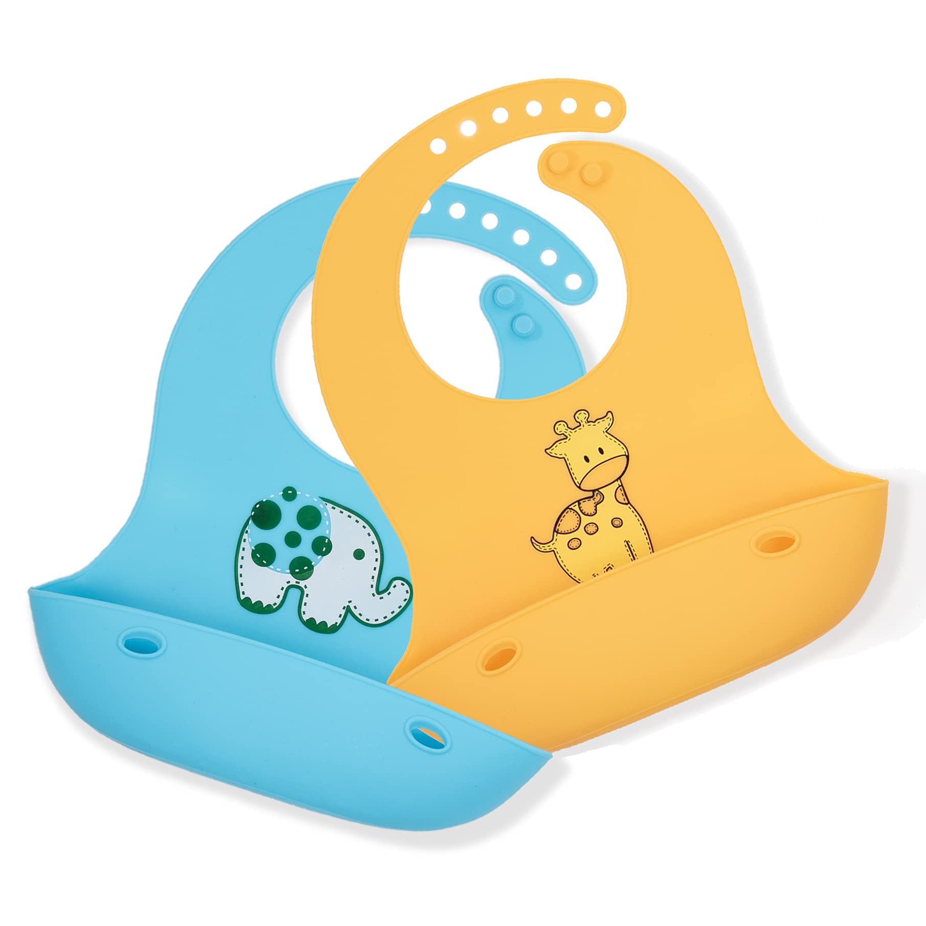 Little English Soft Silicone Waterproof & Comfortable Bib for baby. BPA Free - Easy to clean, comes with built in crumb catcher