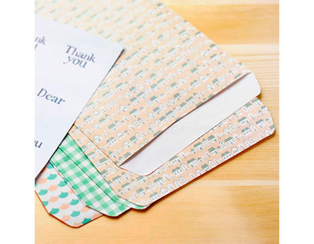 Dailylike Set of 6 Assorted Printed envelopes with Labels Vol. 1 Homey 16.5 x 25 cm. 3 Models, 2 envelopes per Model