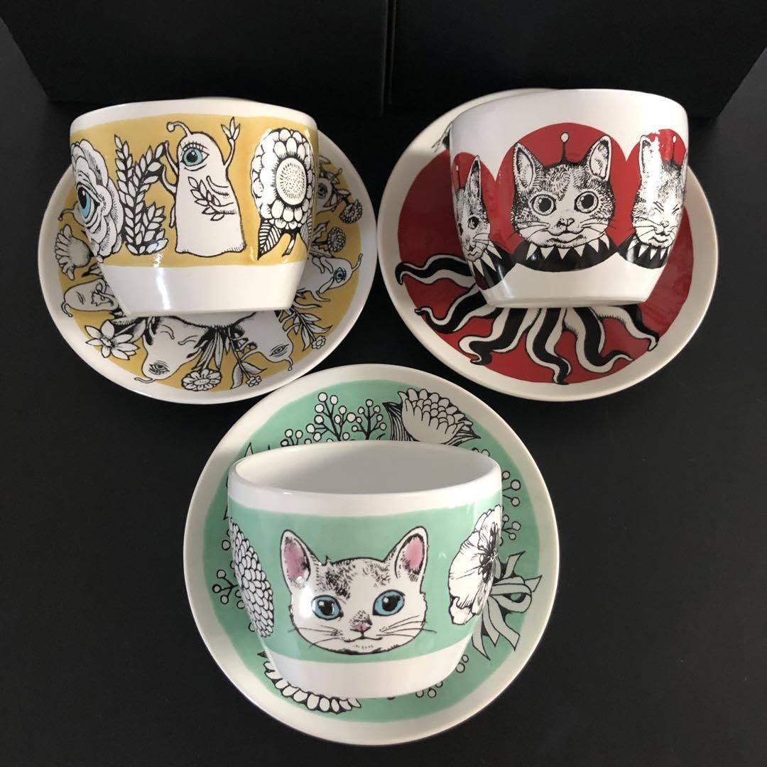 Amazon | ヒグチユウコ GUSTAVE 湯呑み カップ&ソーサー | ノー 