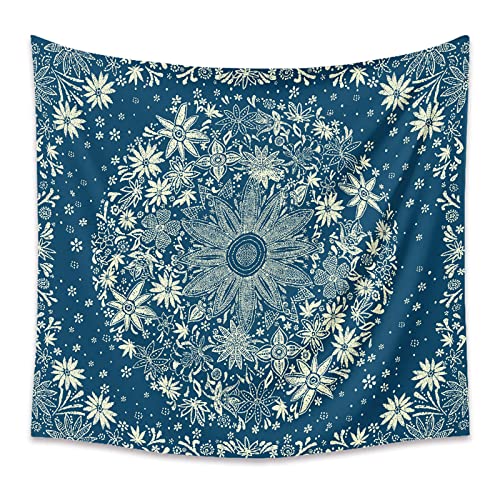 Tapisserie murale fleurs sauvages 200x150cm déco tissu bleu chambre