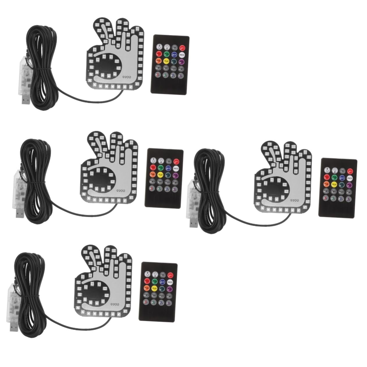 OUNONA 4pièces Lampe LED De Gestes pour Voiture Signe De Main Amusant De Route Éclairage Intérieur Installation Facile Compatible avec Véhicules