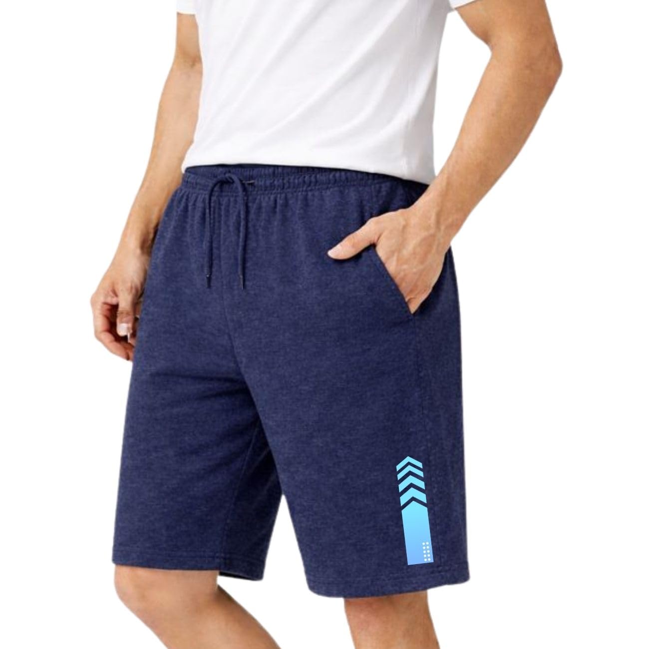 KART BLACK Men's Cotton Knee Length Casual Regular Fit Shorts | Single (Ms_LOOPN_NavyBluestipe_L) 1