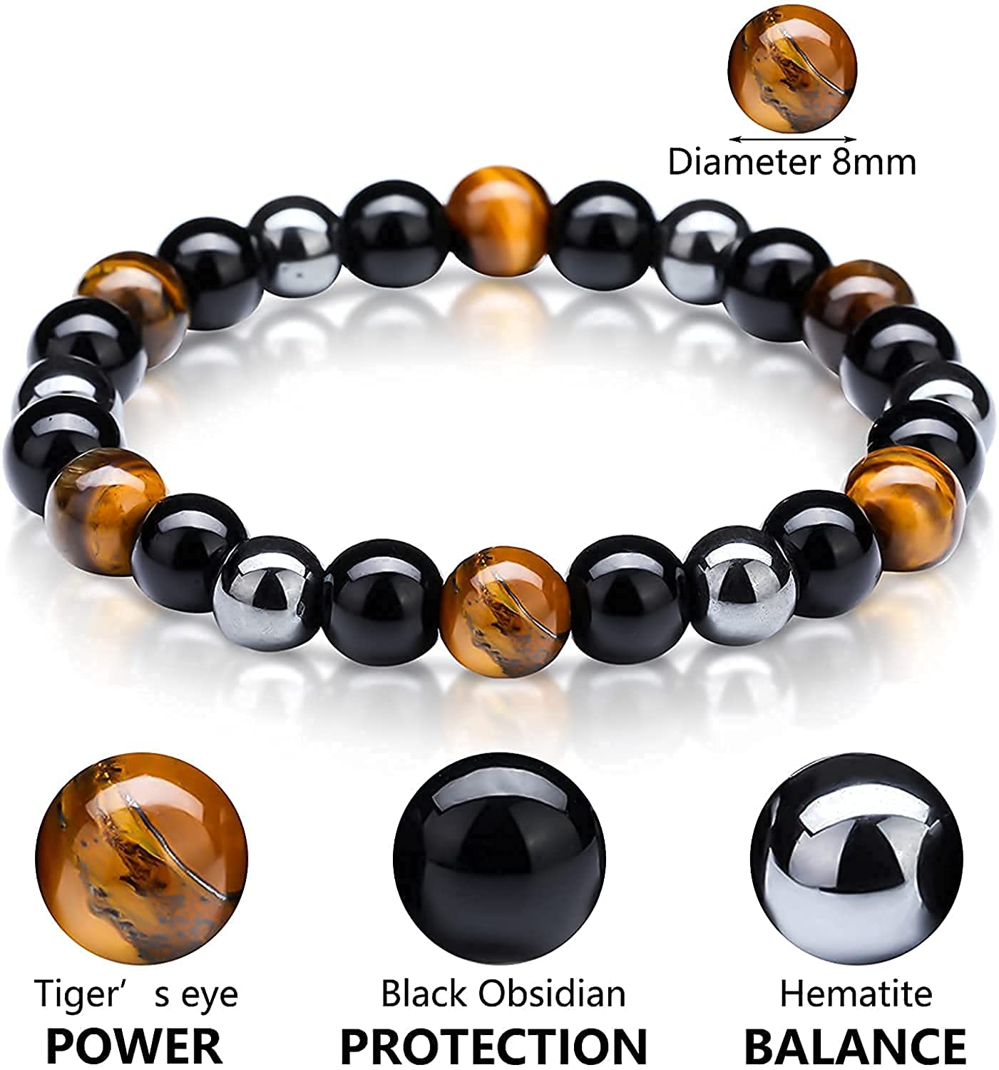 Hematite Gem Stone Beads Couple Bracelet Combo Set