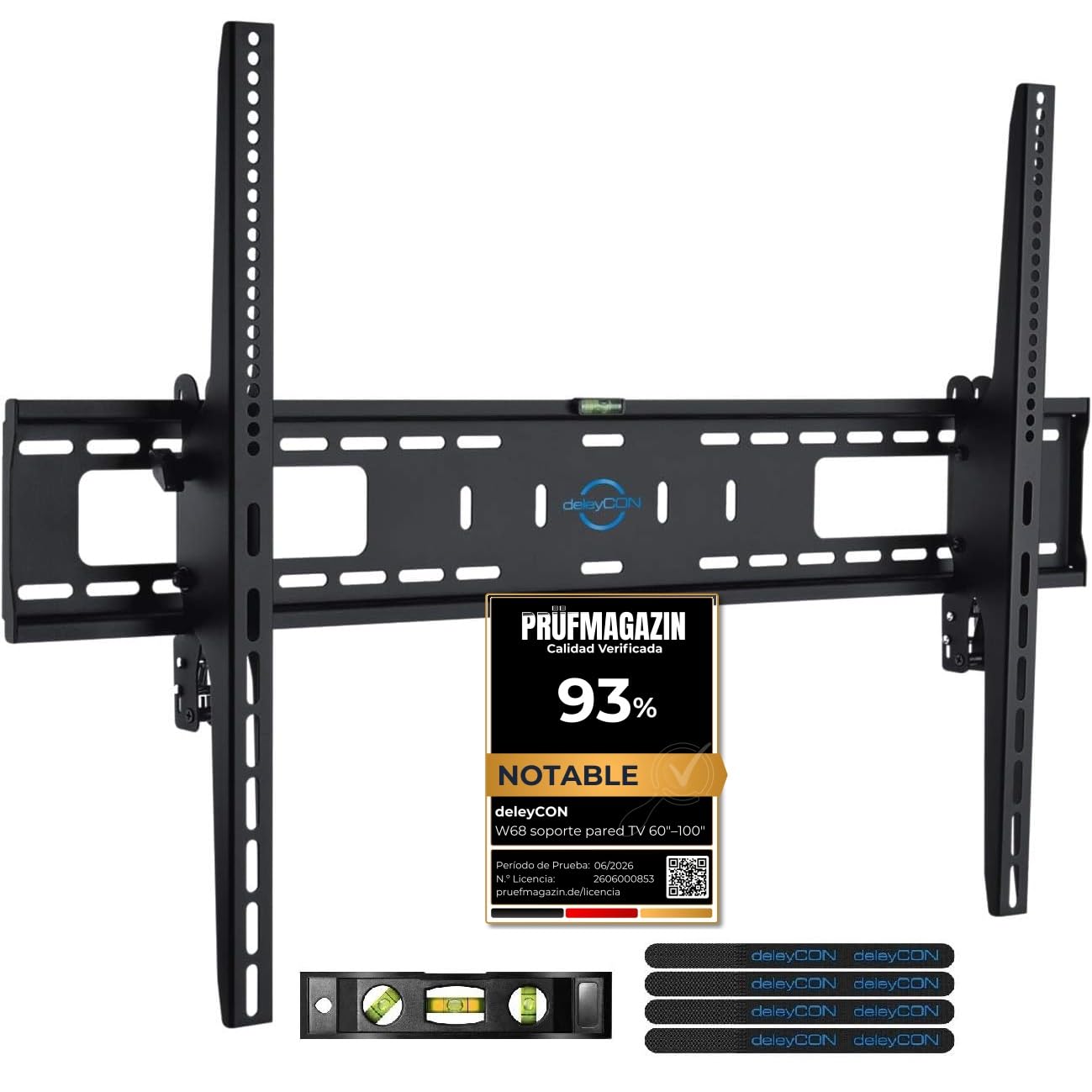 deleyCON Soporte de Pared Universal para TV 60"-100" Pulgadas (152-254cm) Inclinable 75Kg & VESA 900x600 Plasma LCD LED OLED TFT Curved