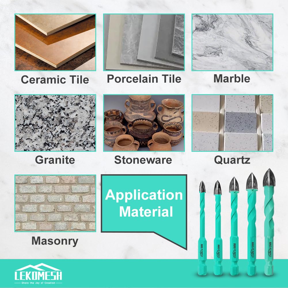 Set 10 Punte Trapano Per Gres E Porcellanato - Diametri 6/8/10/12 Mm, Codolo Esagonale