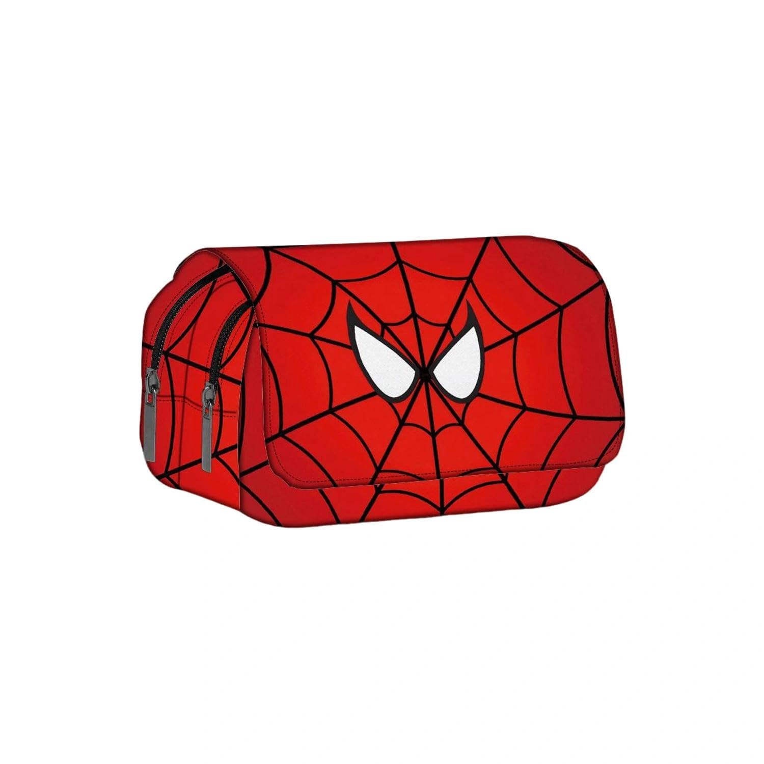 Vexilon Flip-Top Spider Web Pencil Case (Red), 8.3in×4.3in×1.8in Polyester Stationery Bag, Spider Web Pencil Case for Boys, Themed Spider Bag, Durable Boys Pencil Cases for Super Hero Enthusiasts