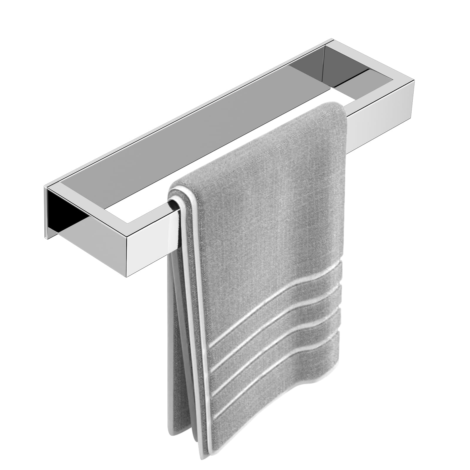 YACVCL Self Adhesive Towel Holder for Bathroom Chrome SUS304 Stainless Steel Towel Rail, 30CM Towel Rack Wall Mounted No Drilling Towel Ring for Kitchen Washroom
