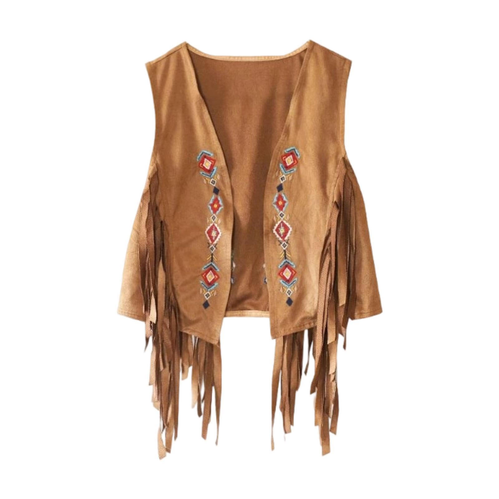 calandis ™ 70S Hippie Suede Fringe Jacket Home Cowgirl Western Outfit Women Fringe Vest Brown | Coats & Jackets | Womens Clothing | Clothing Shoes & Accessories-picture-11