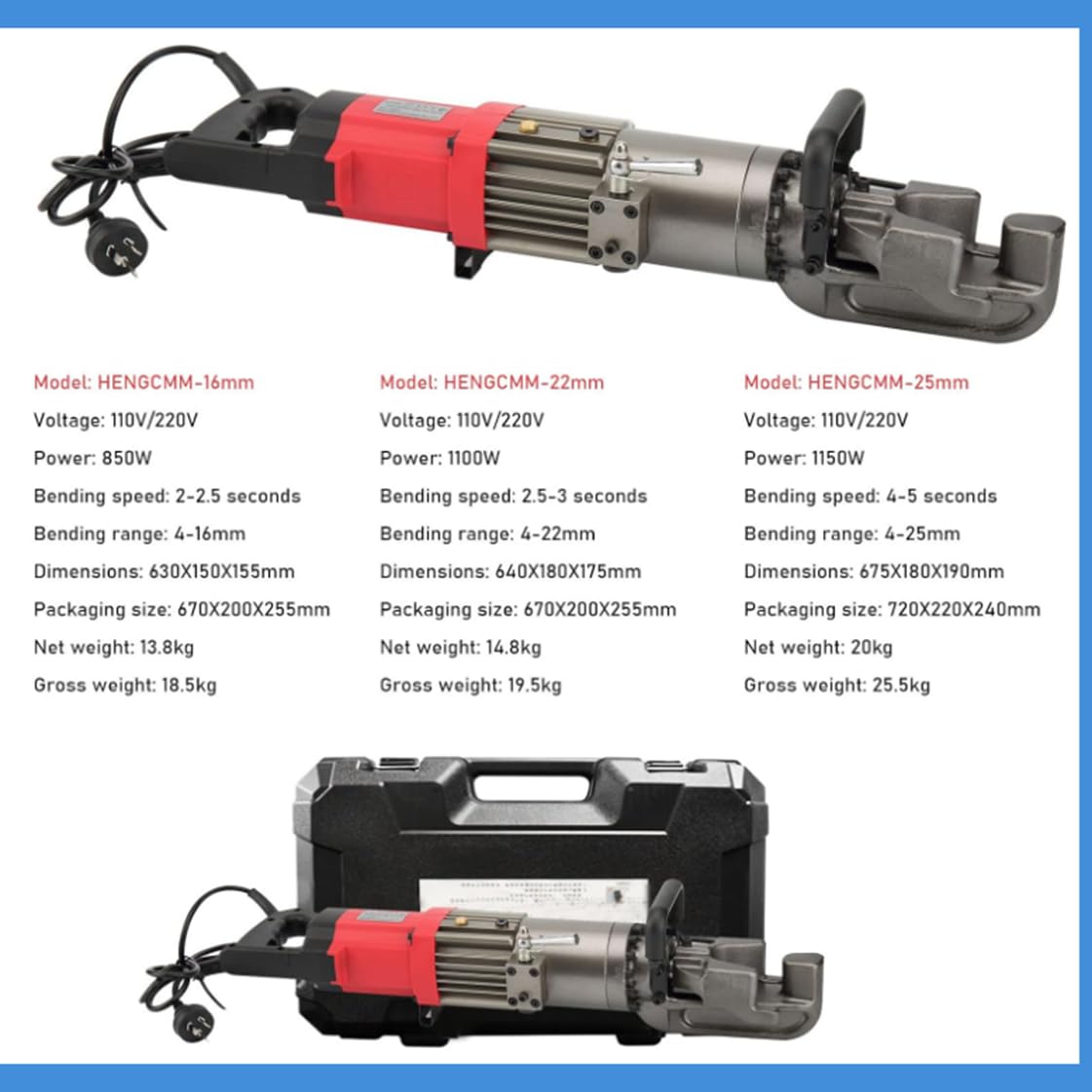 Dobladora de Varillas de Refuerzo eléctrica Máquina dobladora de Varillas de Refuerzo hidráulica 16 22 25 mm en 3 s Fácil doblado de Varillas de Refuerzo de Acero, Herramienta dobladora,22mm