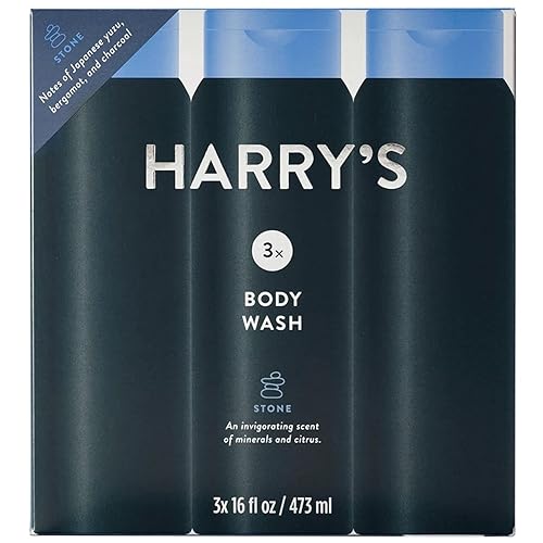 Harry s Men s Gel de baño, aroma a piedra, 16 onzas líquidas (paquete de 3)