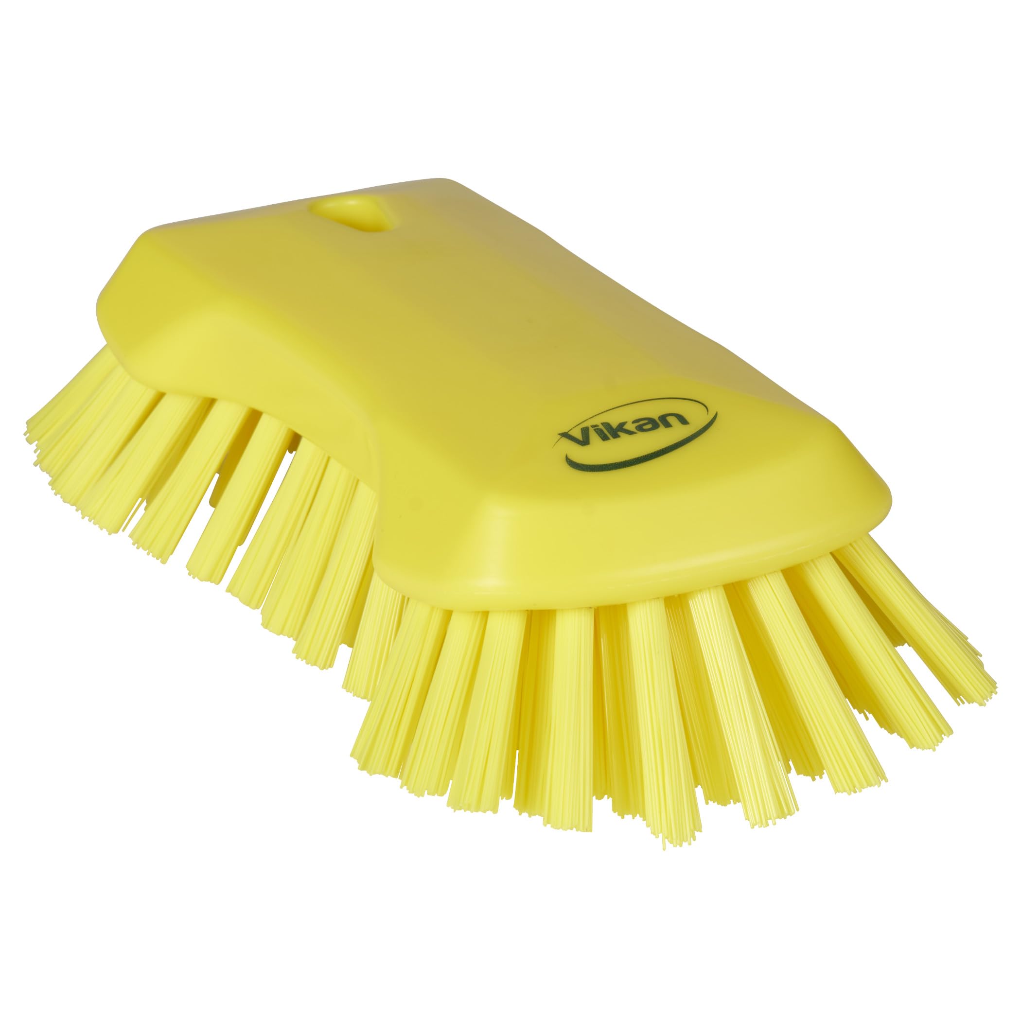 Vikan 38946 Extra Large Hand Brush, Multifunctional, Slip-Resistant Cleaning Tool, Extra Stiff Polypropylene &amp; Polyester Bristle, 9.1", Yellow