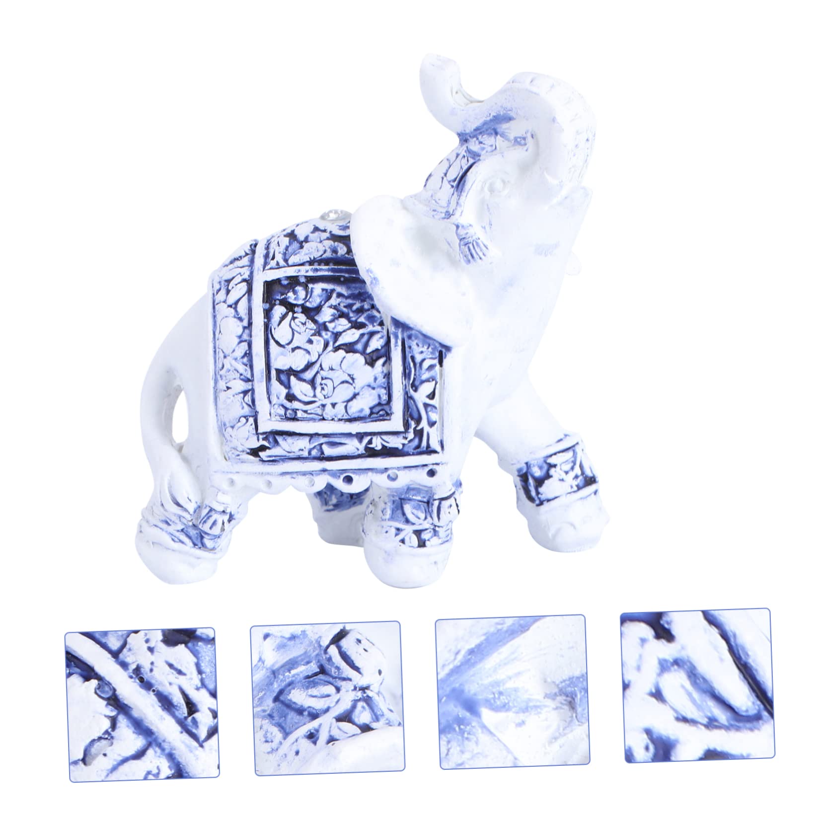 青白い陶器の象　２点セット 青色の象の陶器 青白い陶器の象 2点セット