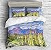 REALIN Cactus Duvet Cover Set Scrub and Cactus Succulent Plant Bedding Girl Boy Kids Bed Sets 2/3/4PCS Quilt Covers/Sheets/Pillow Shams,Twin/Full/Queen/King (C,Twin-172x218cm-4PCS)