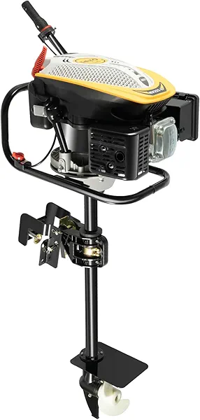 4 Stroke 9HP Outboard Motor, 225CC Outboard Engine Heavy Duty Long Shaft Fishing Boat Engines Marine Engine With Air Cooling & TCI Ignition For Outdoor Adventure Boat Canoe 3800R/Min