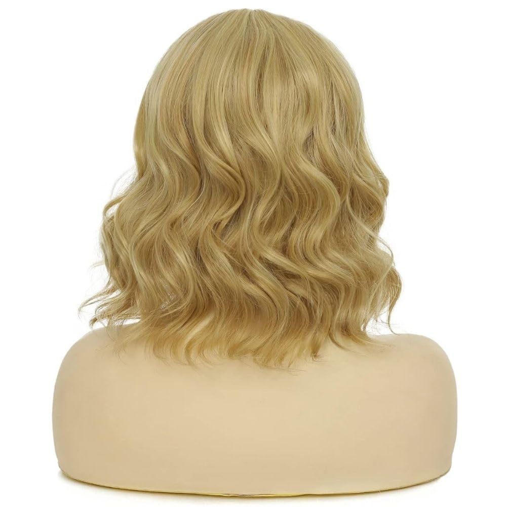 Siudus Blonde Short Curly Wigs for Women Shoulder Length Middle Part Synthetic Hair Wig Heat Resistant Fibre Daily Cosplay Wig - Image 4