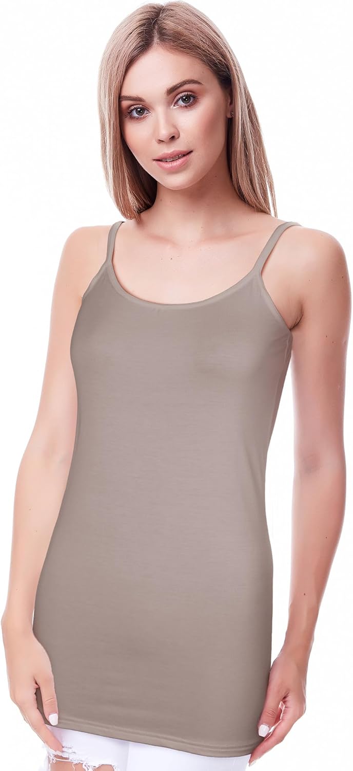 Bencailor 6 Pcs Women's Long Tank Tops, Long Camisole Workout Tops for Adjustable Spaghetti Strap Women Camis Undershirts - Image 2