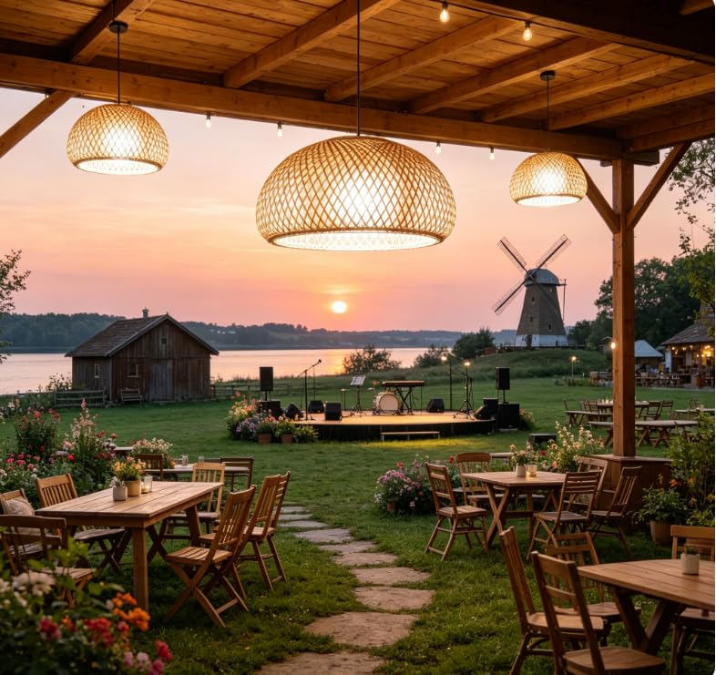 Lampada a sospensione a cupola in bambù naturale intrecciato a mano, lampada da soffitto con cavo regolabile, apparecchio di illuminazione in stile rustico per isola cucina, sala da pranzo (60cm)