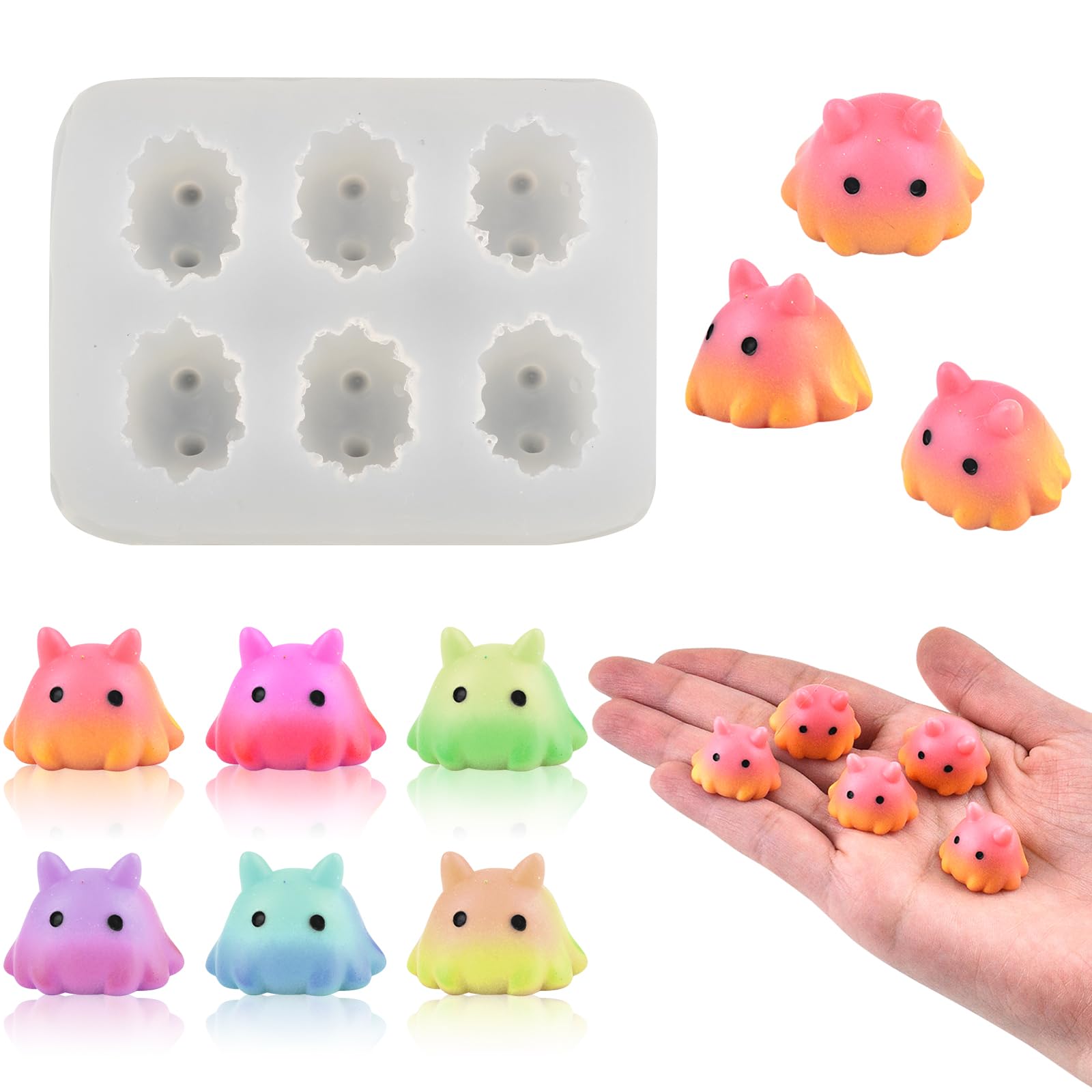 Cute Tiny Dumbo Octopus Resin Silicone Mold Micro Dollhouse Marine Animal Epoxy Casting Mold for DIY Resin Art Fairy Garden Miniatures Landscape Crafts Decor(6-Cavity) — image 1