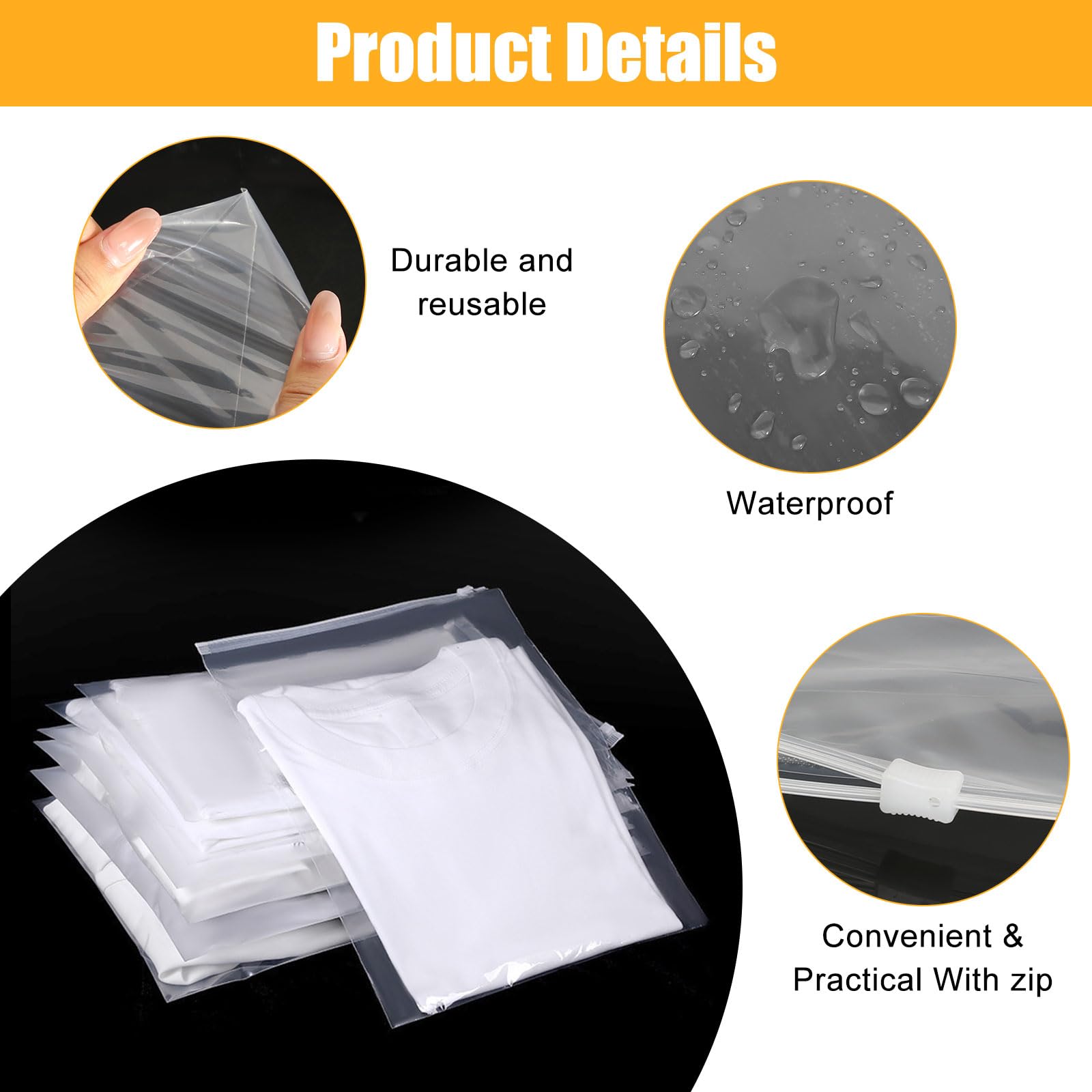 Lot De 50 Grands Sacs à Fermeture Éclair Réutilisables 40x30cm - Plastique Givré Avec Aération
