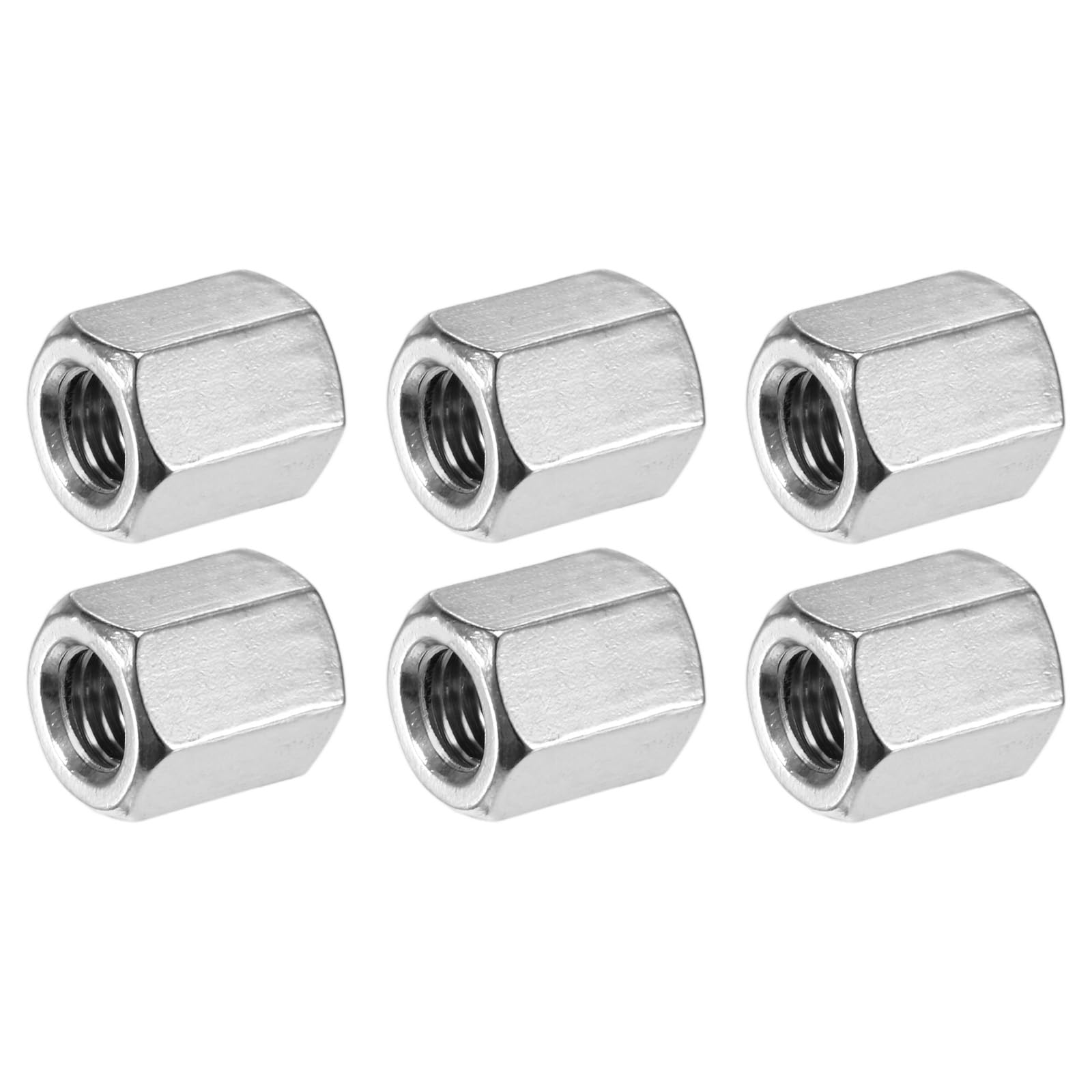 M METERXITY 6-Pack M8 x 1.25-Pitch Hex Coupling Nuts, 15mm/0.59" Length