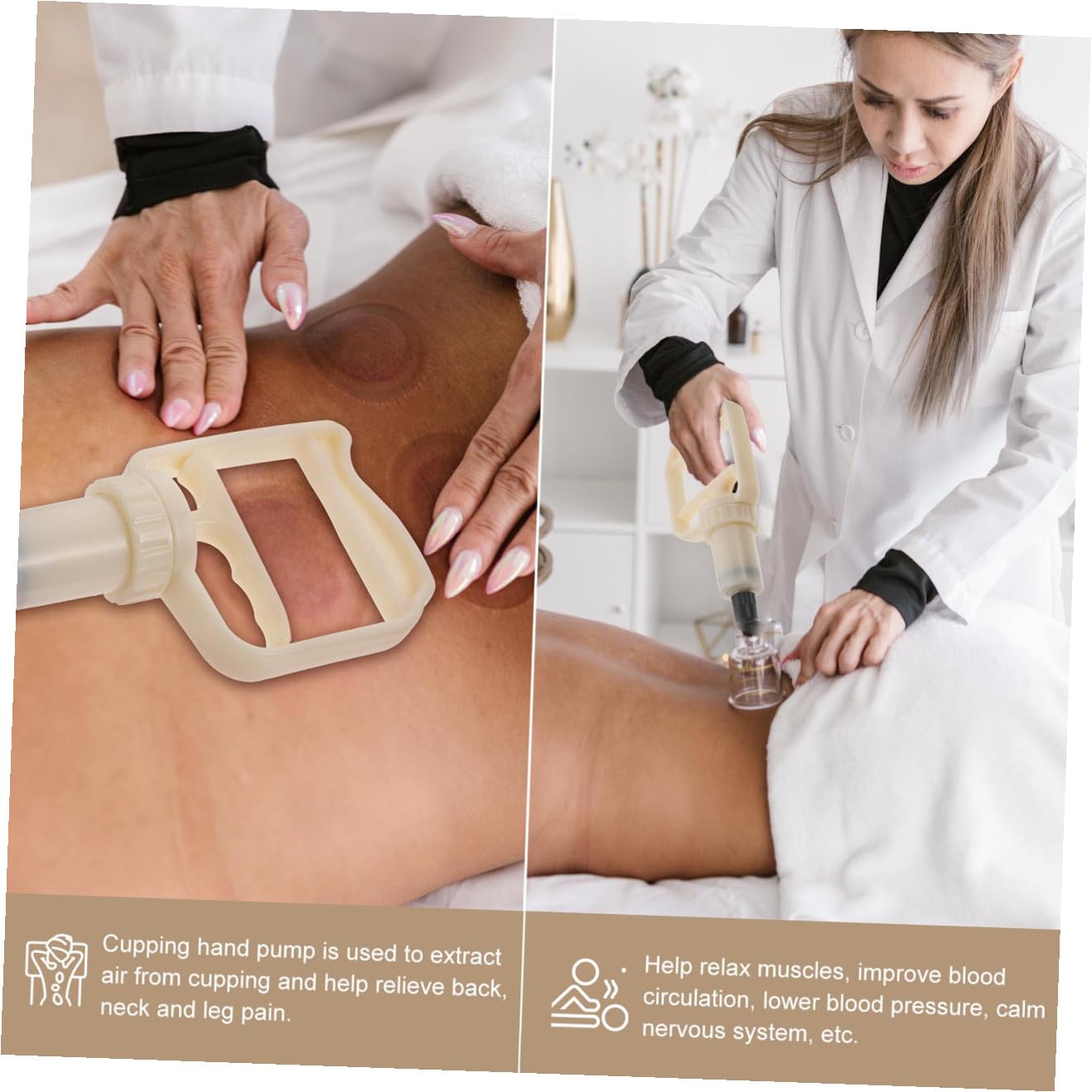 PartyKindom Pompe Manuelle à Vide pour Ventouses D'acupression en Abs Beige, Portable et Sûre, Accessoire pour Thérapie par Ventouses