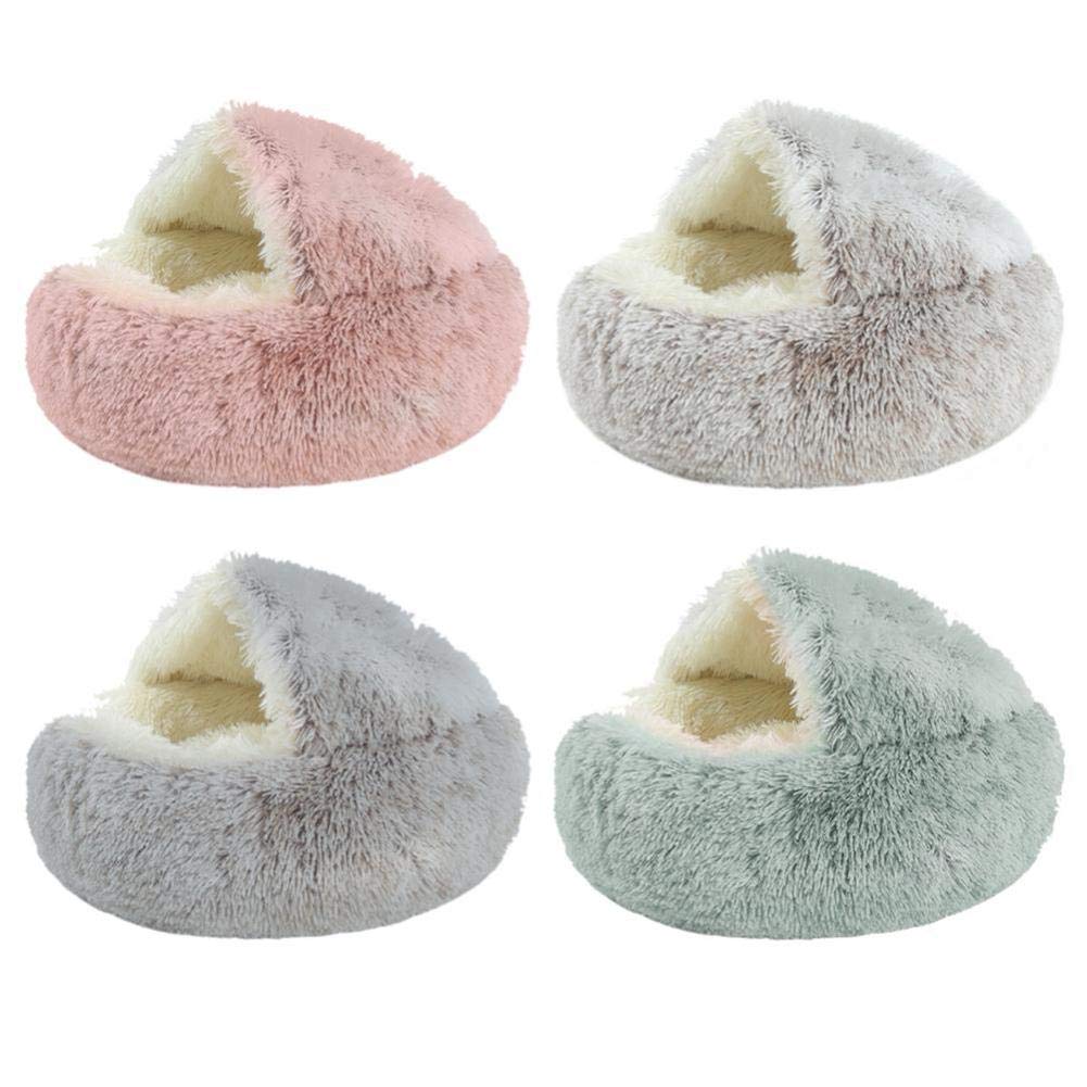 Plüsch Donut Hundebett Für Katzen & Hunde – Weich, Wärmend, Mit Erhöhtem Rand (XS: 43x35x20 Cm, Gelbgrün)