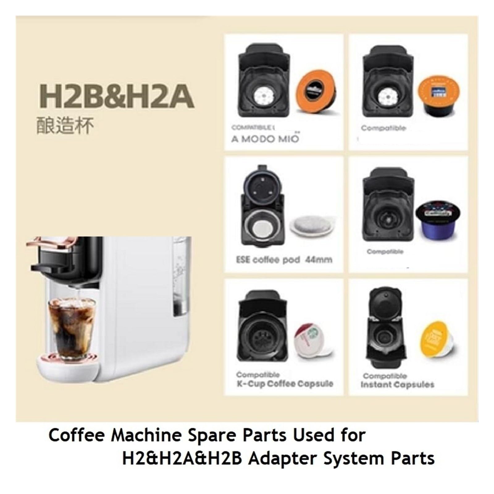 Inserto De Cápsula Para Máquina Portátil De Espresso | Compatible Con HiBREW ,Compatible Con H2A ,Compatible Con H2B Soporta Nespresso Dolce Gusto Café Molido ESE Pod(H2 Caffitaly)