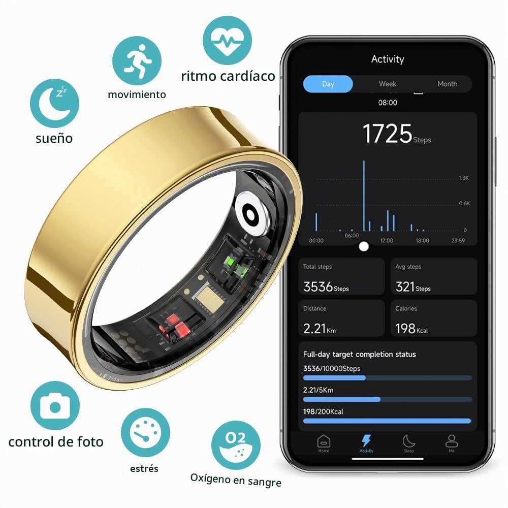 COLMI R09 Anillo inteligente para mujer con seguimiento de temperatura corporal y del sueño, recordatorio de estrés y ciclo, impermeable a 5 ATM, para llevar en pareja, regalo sin tarifa de