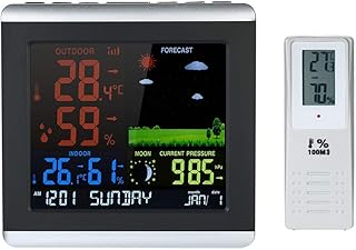 XLXZT Digital Thermometer Hygrometer Weather Station，Color LCD Weather Forecast Clock