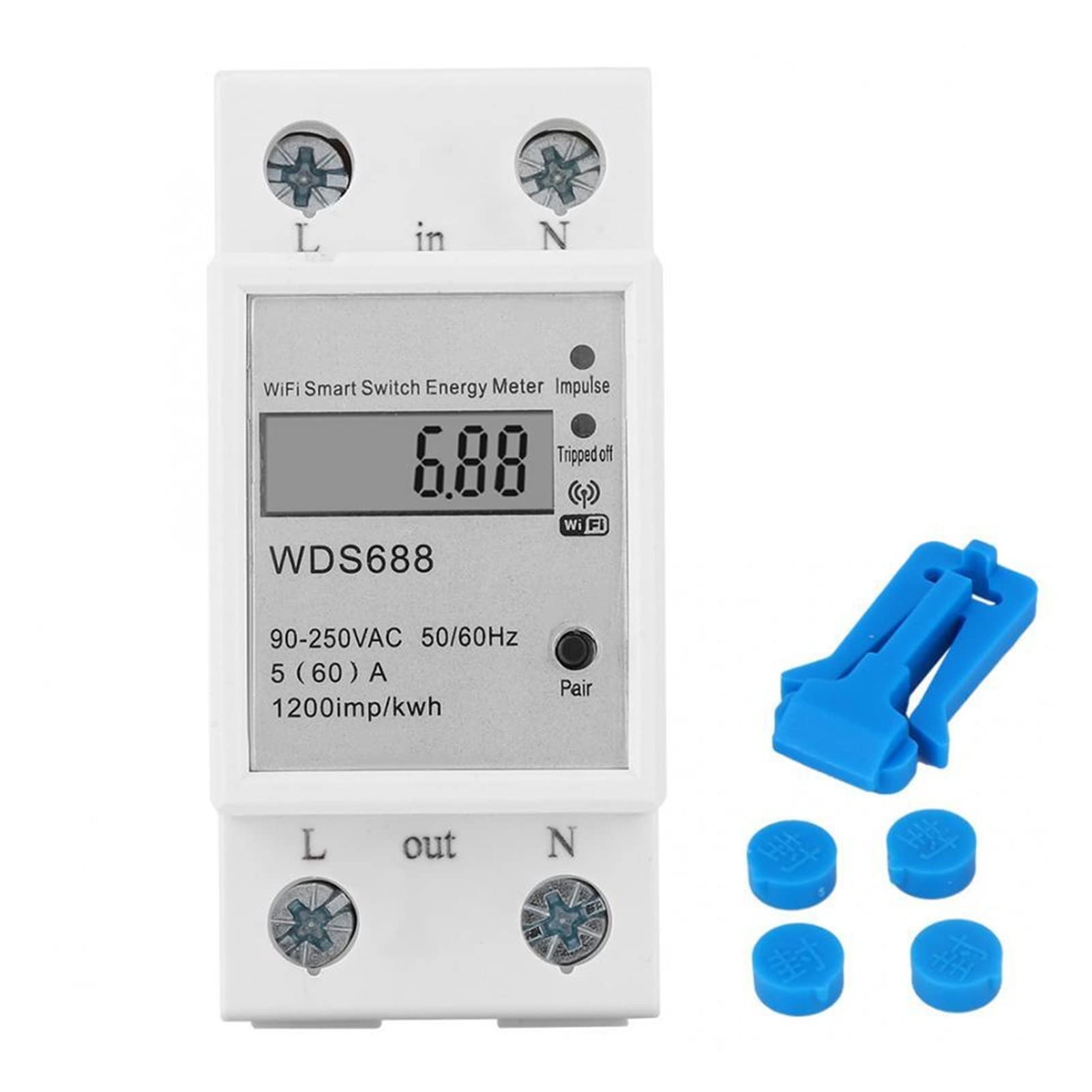 Monitores de energía Wds688 Medidor de energía inteligente Medidor múltiple múltiple Control remoto Meter Watt 5 ~ 6 0A LCD Metro de vatios Monitor de uso de electricidad Analizador de consumo Vol