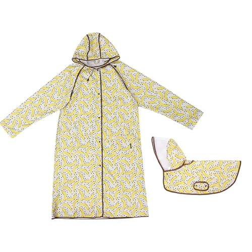 犬用レインコート、犬用ケープ、ペット用レインコート、レインコート、防水、防雪、防塵、防風、小型、中型、大型犬に適し、フード付き、耐久性、通気性、着脱が簡単、快適、完全防水、複数サイズ、親子レインコート (L+M)