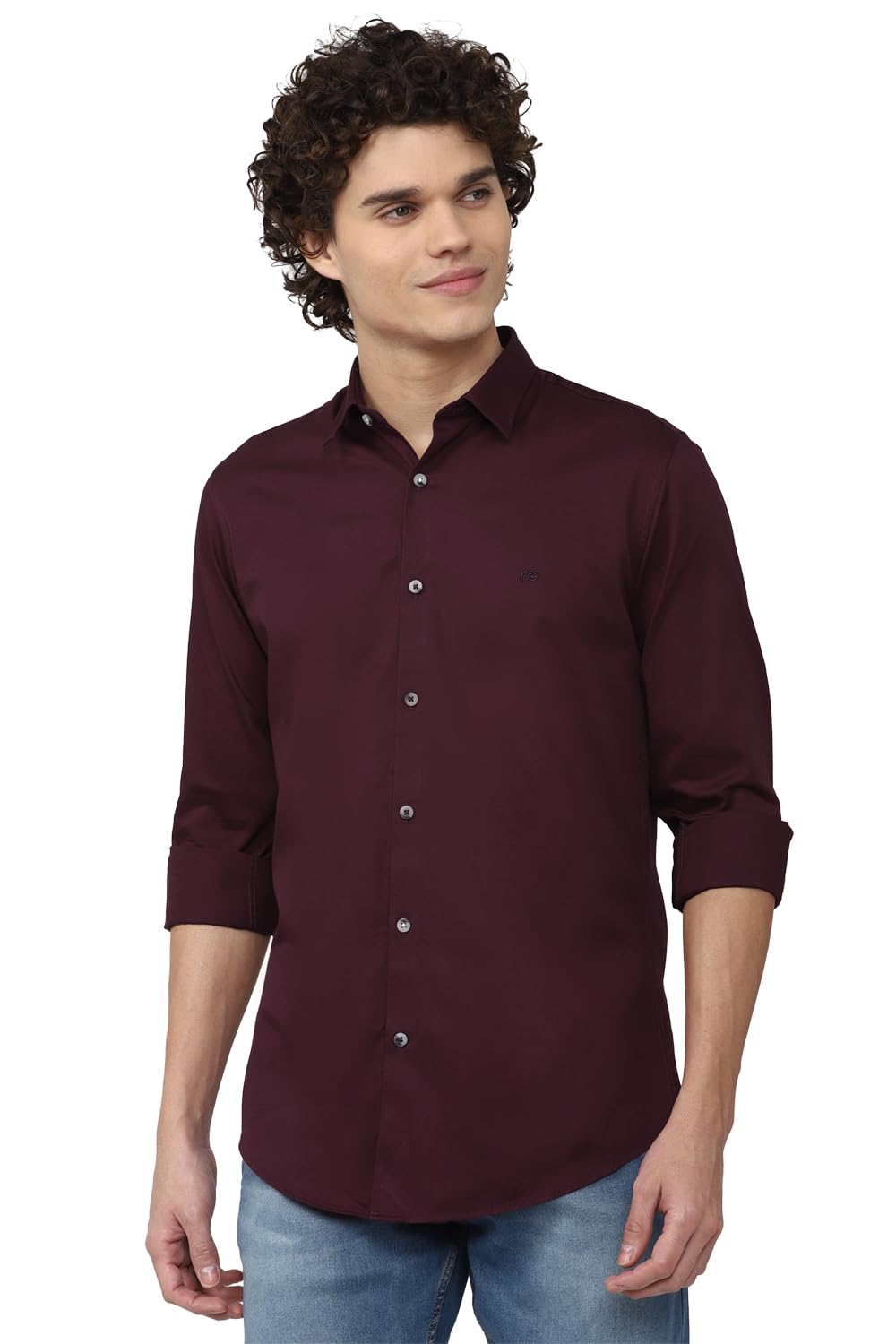 Peter England Men's Solid Slim Fit Casual Shirt