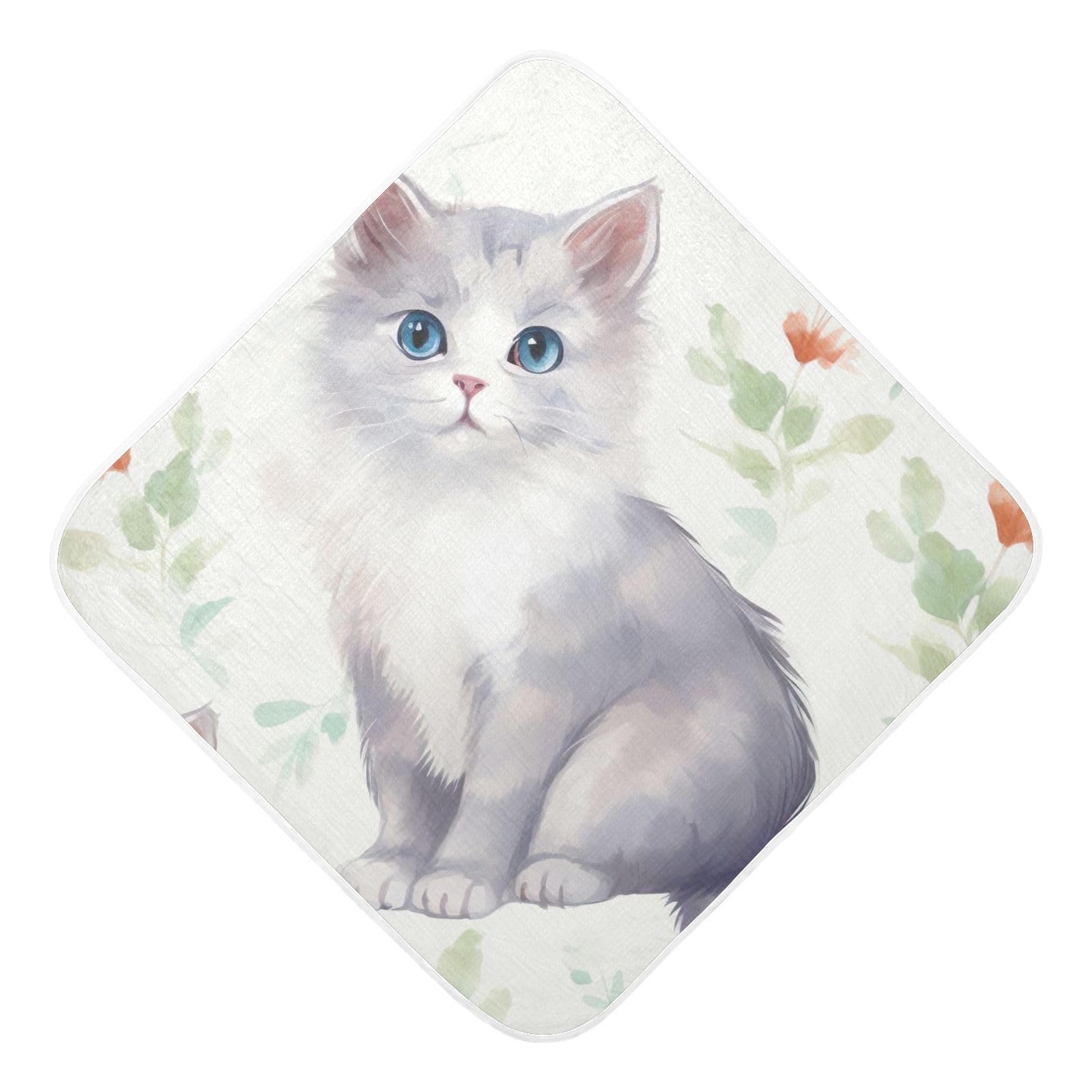 PaChyLuu Cute Ragdoll Cat Baby Hooded Towel Soft Cotton Baby Towels Ultra Absorbent Bath Towel for Babies Boys Girls, 30x30 Inch