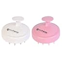 Now Organic Brand Eco Wheat Straw Scalp Massager/Shampoo Comb | Soft Silicone Bristles | Stress-Relieving, Anti-Dandruff, Best Hair Care Tool/Shampoo comb (Pink + Beige) gallery image