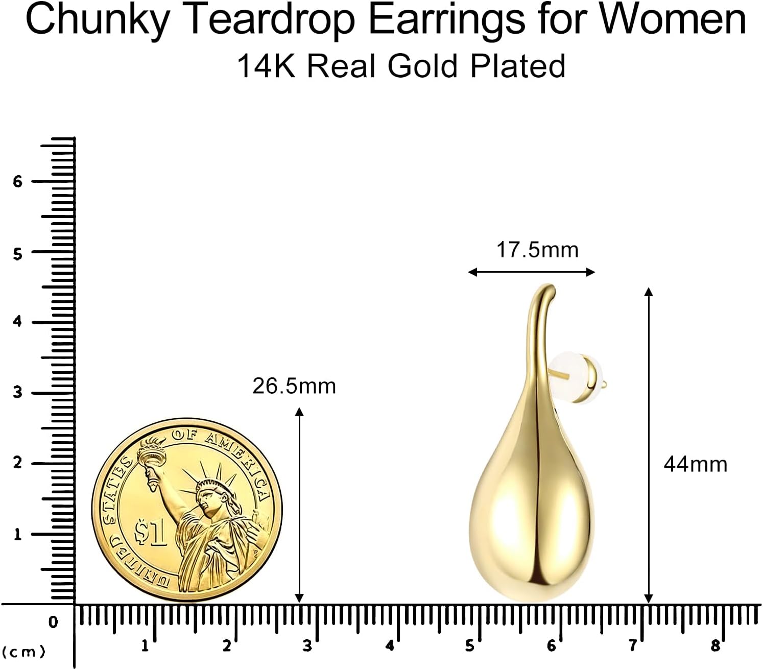 Teardrop Earrings for Women Gold/Silver – Chunky Large Hoop Dangle Earrings Elegant Water Drop Dupes, Hypoallergenic Lightweight Jewelry image 4 of 6 B0FKY771YS