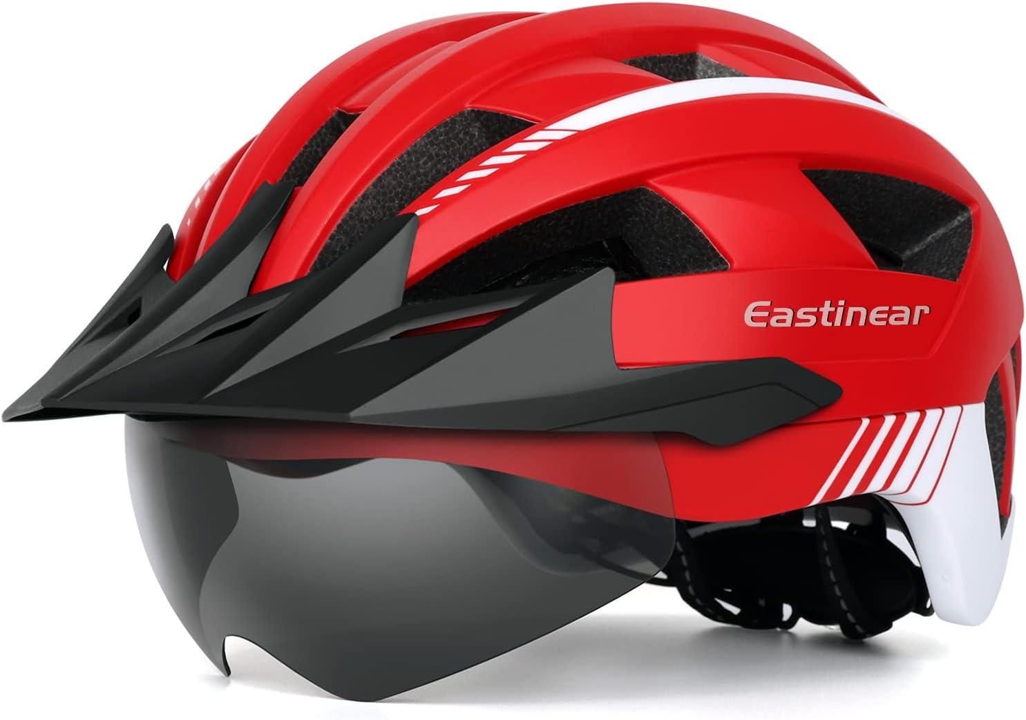 EASTINEAR Bike Helmet with Magnetic Goggles Bicycle Helmets with Removable Visor & LED Light Adjustable Size for Adult Men Women Mountain & Road Cycling
