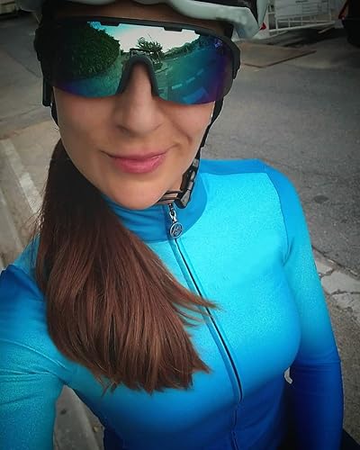 Miniatura 8 de Wulibike Maillot de ciclismo para mujer, manga larga, con bolsillos