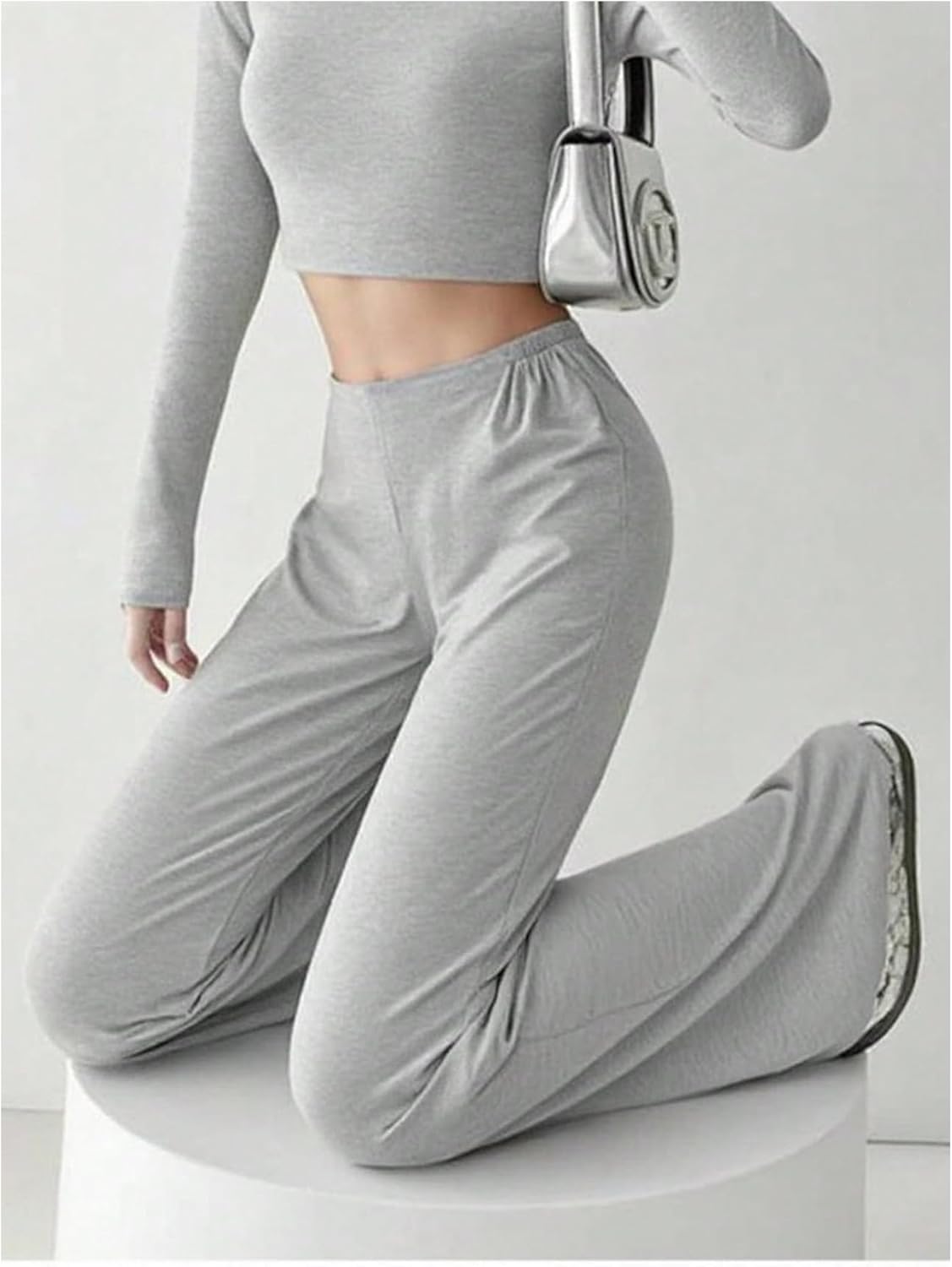 SHENHE Women's Straight Leg Elastic Waist Pants Stretch Yoga Lounge Casual Pants Trousers - Image 4