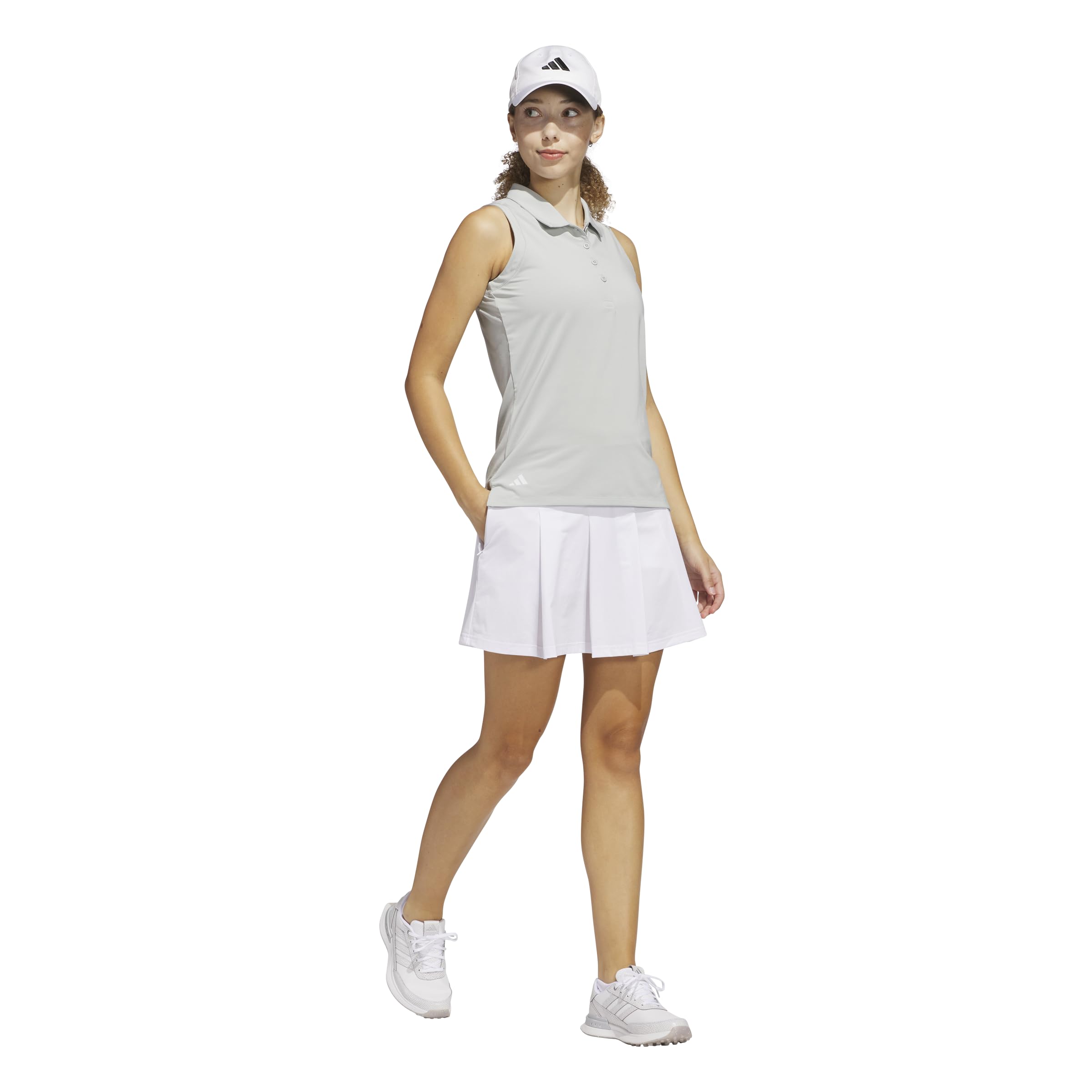 adidas Damska koszulka polo Ultimate365, solidna bez rękawów, Wonder Silver, rozmiar L